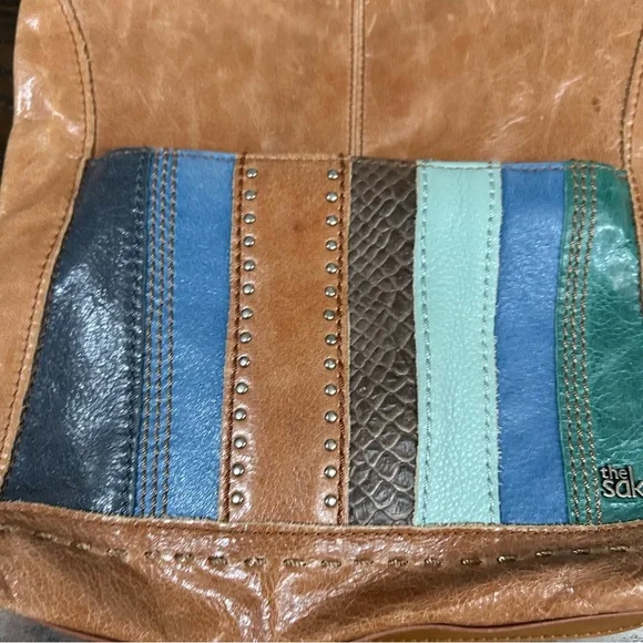 The Sak Multicolor Leather Shoulder Crossbody Bag Distressed Boho patchwork - Picture 9 of 10